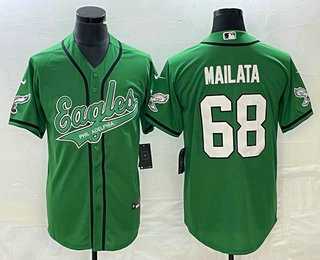 Men%27s Philadelphia Eagles #68 Jordan Mailata Green Cool Base Stitched Baseball Jersey->philadelphia eagles->NFL Jersey